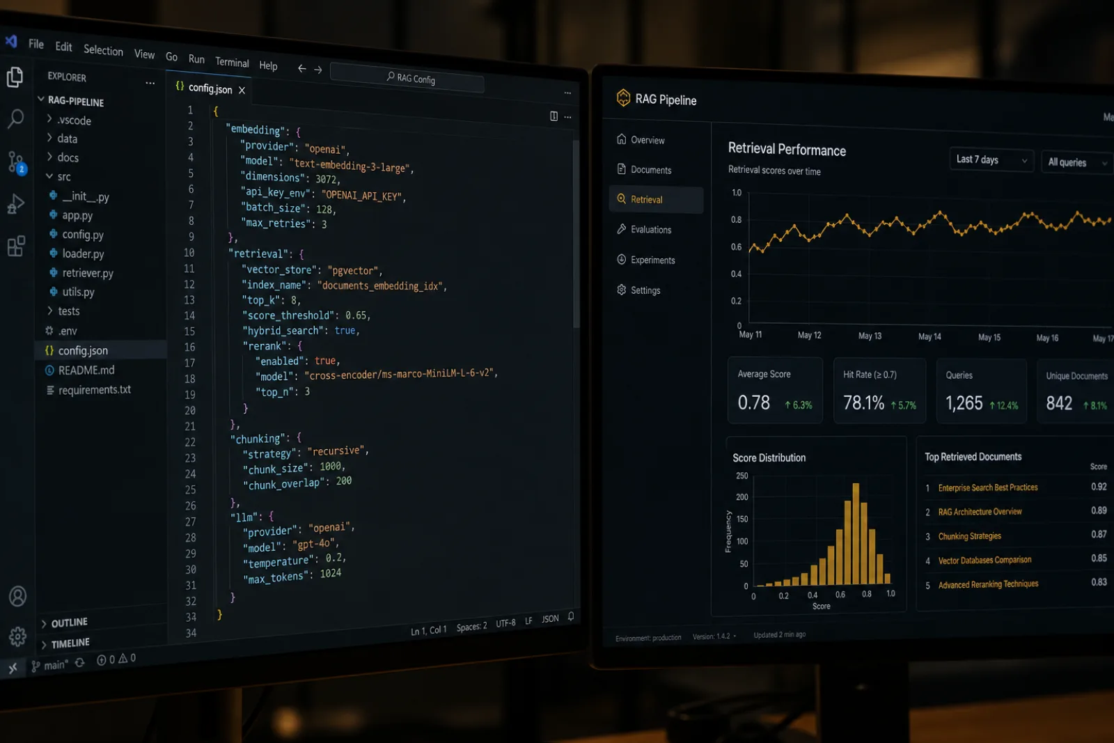 RAG-Pipeline Konfiguration: LLM-Operator richtet Retrieval-Augmented-Generation-System für Answer Engine Optimization ein